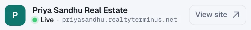The top of the admin with the website name, the View site button and the Live edit button.
