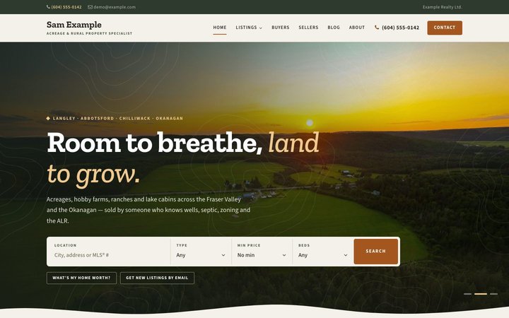 Acreage template home page