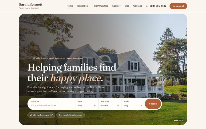 Haven template home page