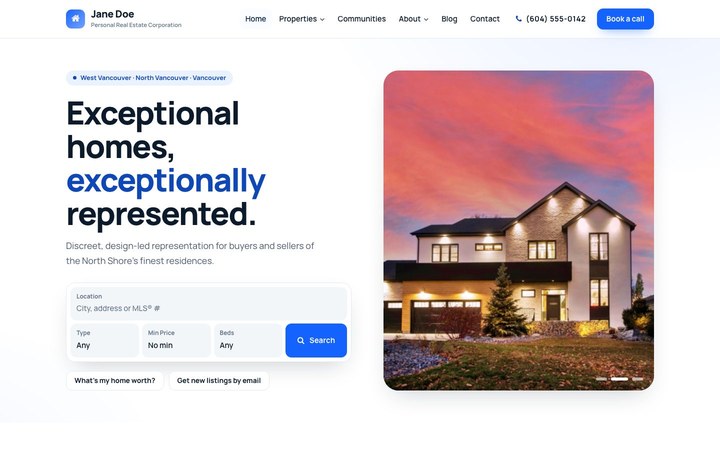 Horizon template home page