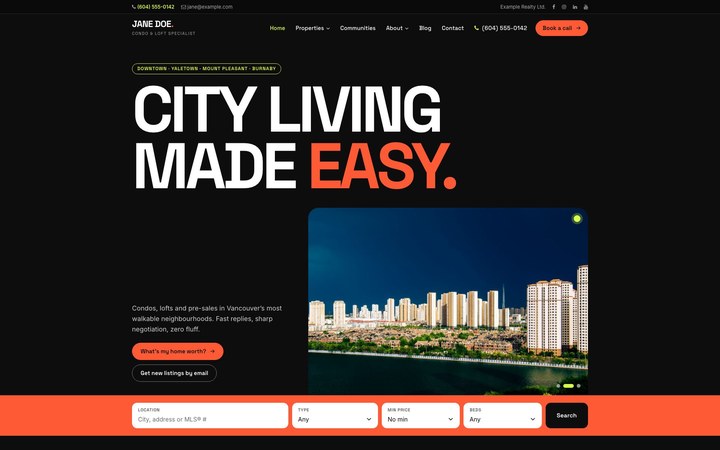 Metro template home page