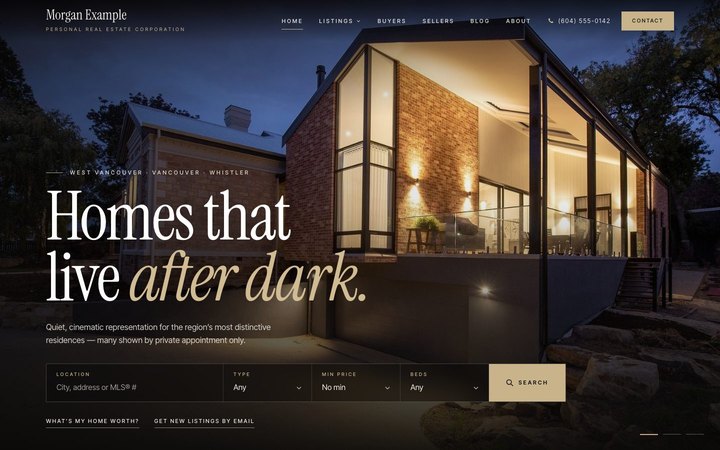Noir template home page